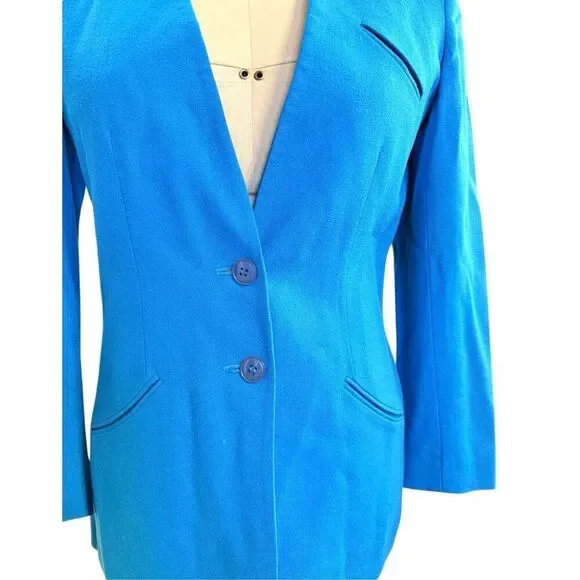 Kasper Vintage Long Blazer Sz. 6 Lined 2-Button Front Wool Career - Picture 10 of 13